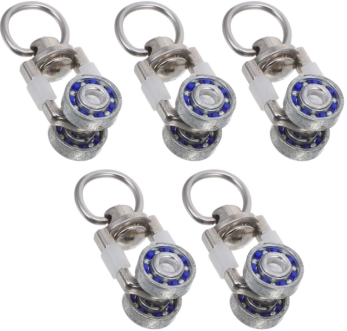 Dailygoods- Gordijnrollen 5 Stuks - Metalen Glijrollen - Stille Gordijnrail Wielen - 360° Draaibare Haak - Praktisch Cadeau - Afmetingen 4,10 x 1,80 x 1,30 cm - Gordijnwielen