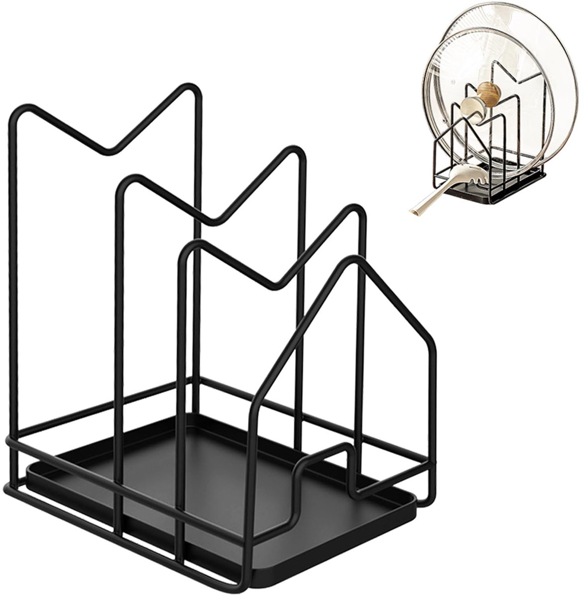 Dailygoods- Snijplankhouder Compact - Snijplank Rek - Potdeksel Houder - Keuken Organizers - Duurzaam Materiaal - 12,7 x 18,3 x 20,3 cm - Keukenorganizer