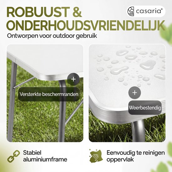 Casaria Campingtafel - Inklapbaar Verstelbaar 80 x 55 cm - Zilver Wit van Casaria — afbeelding 4