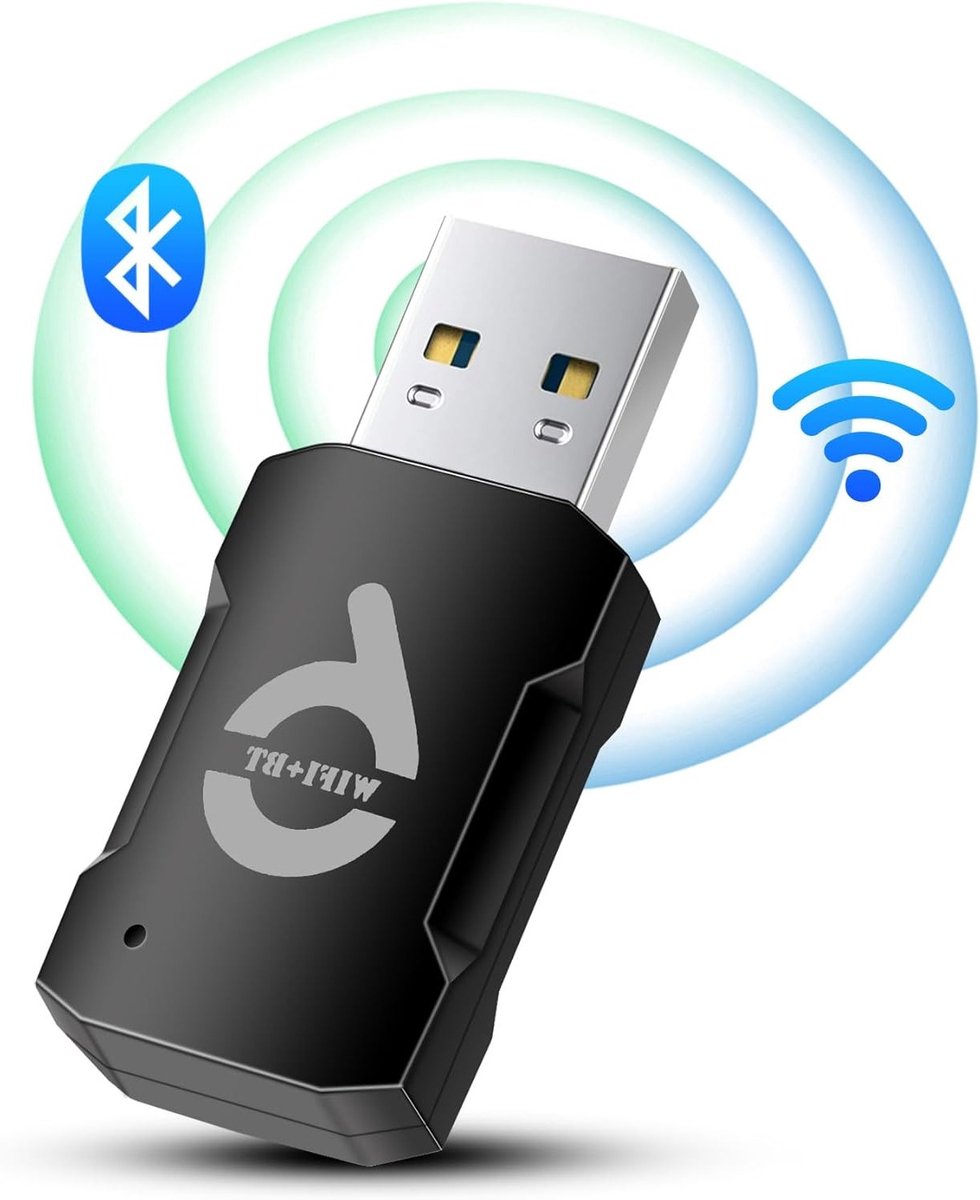 WiFi 6 WLAN Stick voor PC - Dual Band Internet Stick (5.8GHz/2.4GHz) voor Desktop en Laptop, Plug-and-Play USB Adapter voor Windows 10/11 met Bluetooth ondersteuning