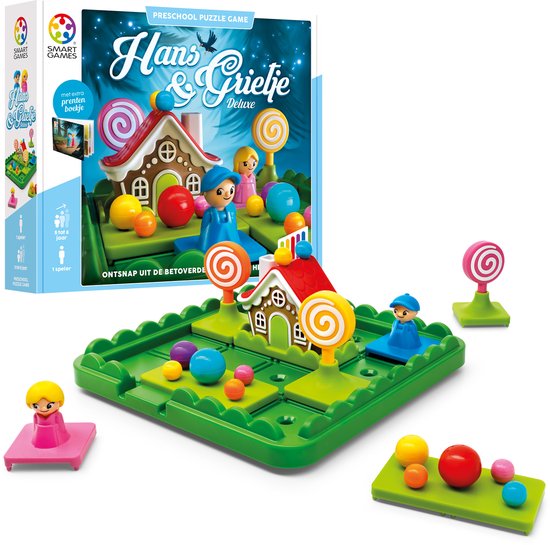 SmartGames Hans & Grietje - Logisch Denkspel voor Kleuters & Jonge Kinderen - 60 Opdrachten met Prentenboek - Educatief Solospel - Vanaf 5 Jaar