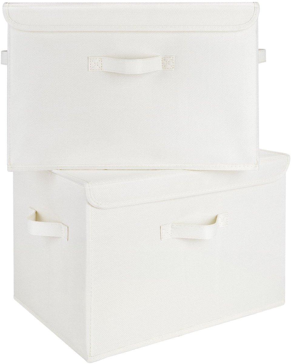 Dailygoods- Opbergboxen groot - 2 Stuks - Stoffen Opbergdozen met Deksel - Kledingkast Org