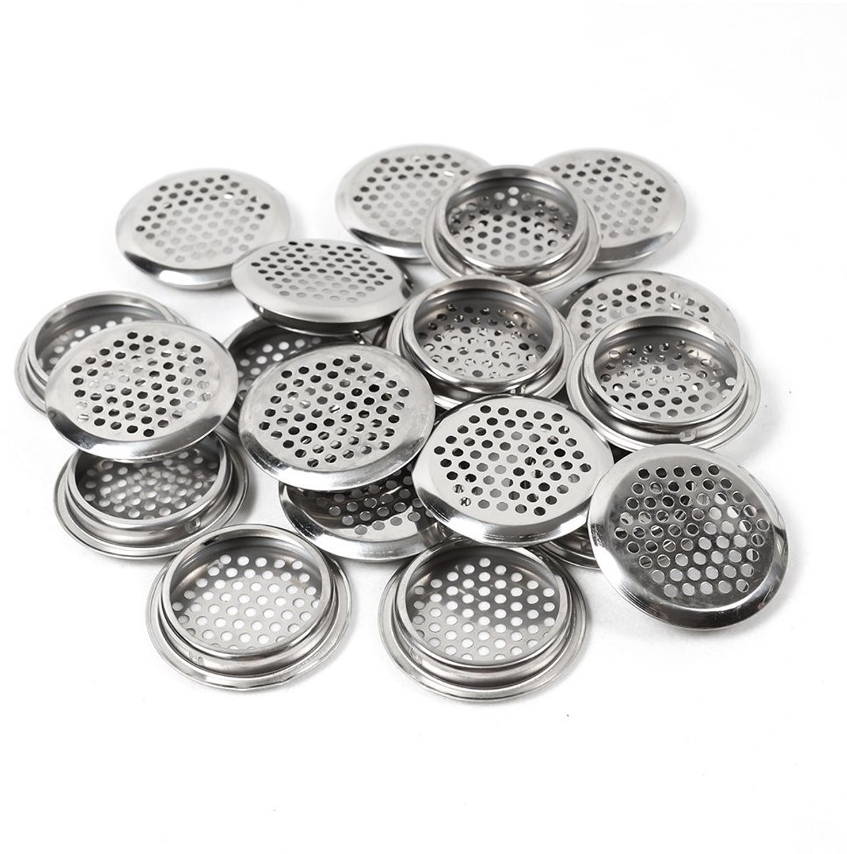 Dailygoods- Ventlid 20 Stuks - Ventilatie - Roestvrij Staal - Meubeltoepassing - 65mm - Mo