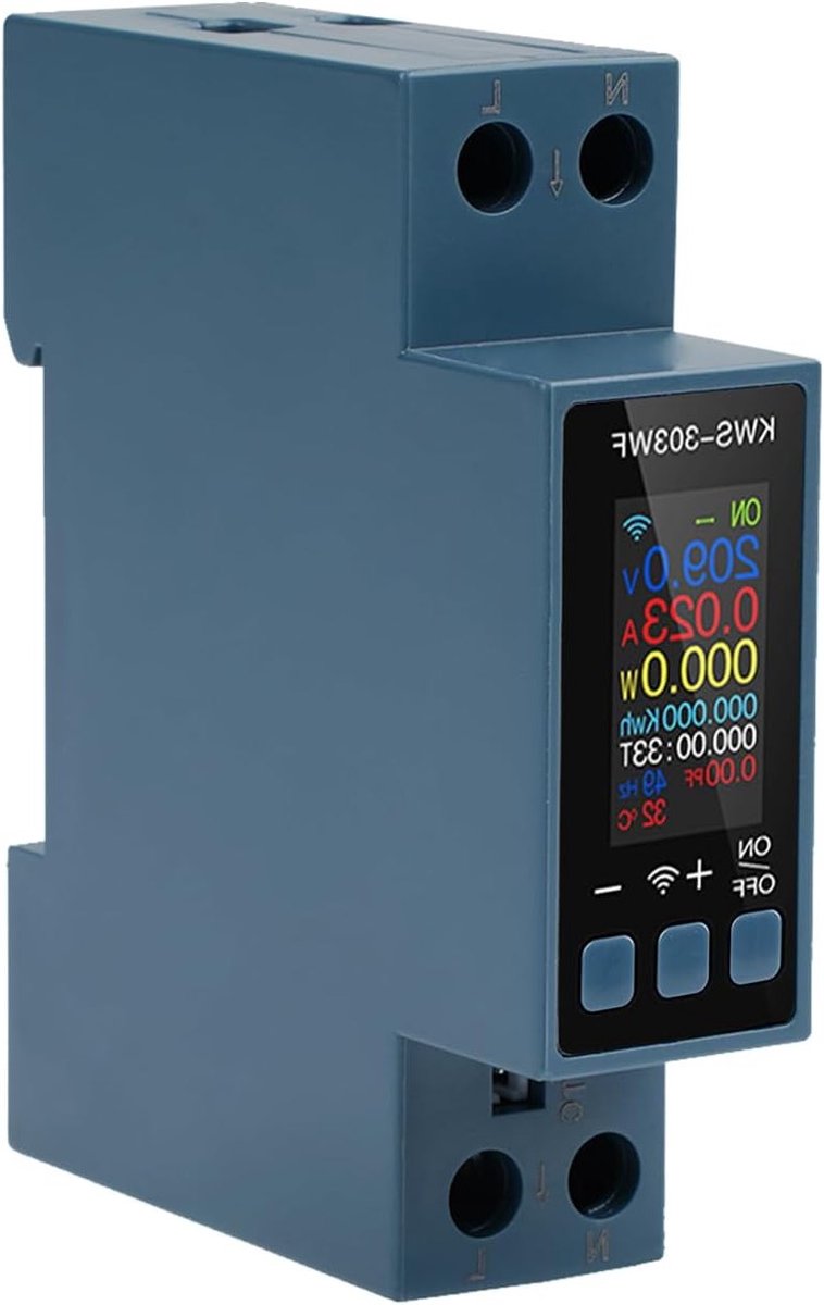 WiFi Flow Meter voor DIN Rail - Slimme Digitale Stroommeter 40A met Oververhitting en Overstroombeveiliging, AC85-290V, 1 Fase Voltage en Stroommeting