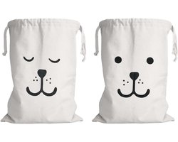 Set van 2 Katoenen Waszakken met Trekkoord, Herbruikbare Waszakken voor Vuile Was, Groot Formaat 60 x 50 cm, Ideaal voor Thuis en Reizen