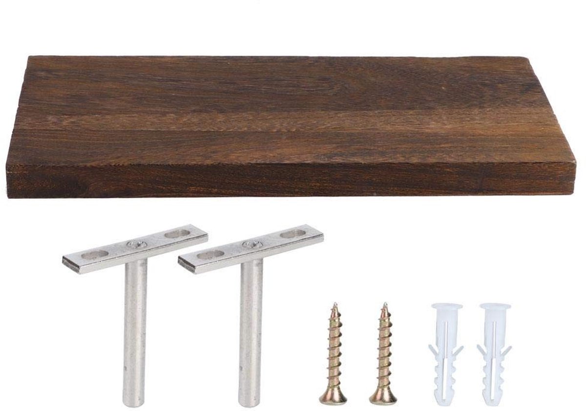 Dailygoods- Wandrek met sterke draagkracht - Wandrek Hout - Wandrek voor foto's - Ruimtebesparend - 3 stuks - Afmetingen 30 x 14 x 2 cm - Plank