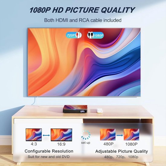 Compacte DVD Speler - Home Cinema - Films Kijken - Regio Vrij - 1080p HDMI - Zwart — afbeelding 4