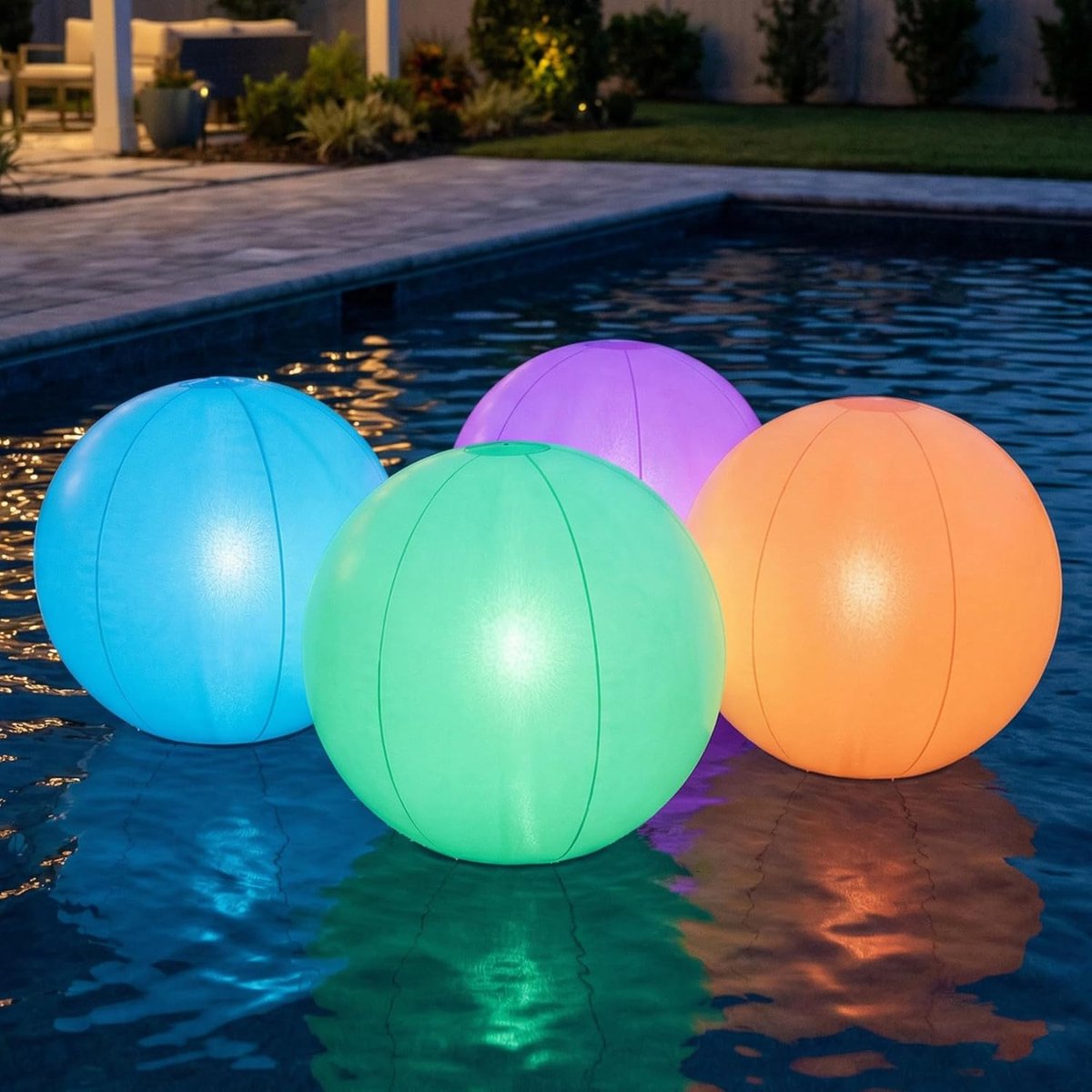 Drijvende Zwembad Lichtballen - 30cm LED Strandbal - 4 Stuks Waterdicht met 8 Lichtstanden - Nachtlicht voor Zwembad & Strand - voor Kinderen & Volwassenen - Meerkleurig