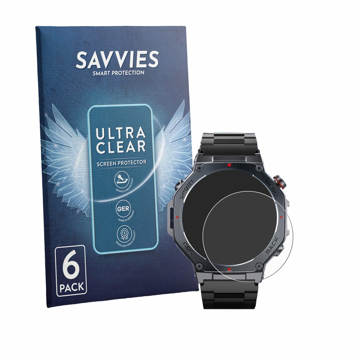 Savvies - Screenprotector voor Jugeman V20 1.43" - Folie Beschermfolie transparant 6 Stuks
