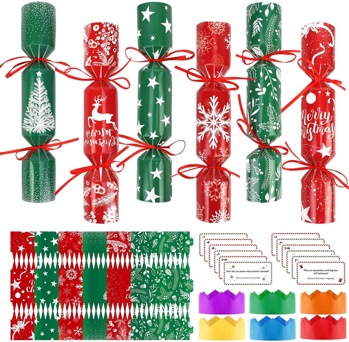Dailygoods- Kerstgeschenkdozen 12 stuks - Cadeauverpakking - Geschenkdoos - Accessoires voor kerstfeesten - Zelf te monteren - Rode/groene kleur