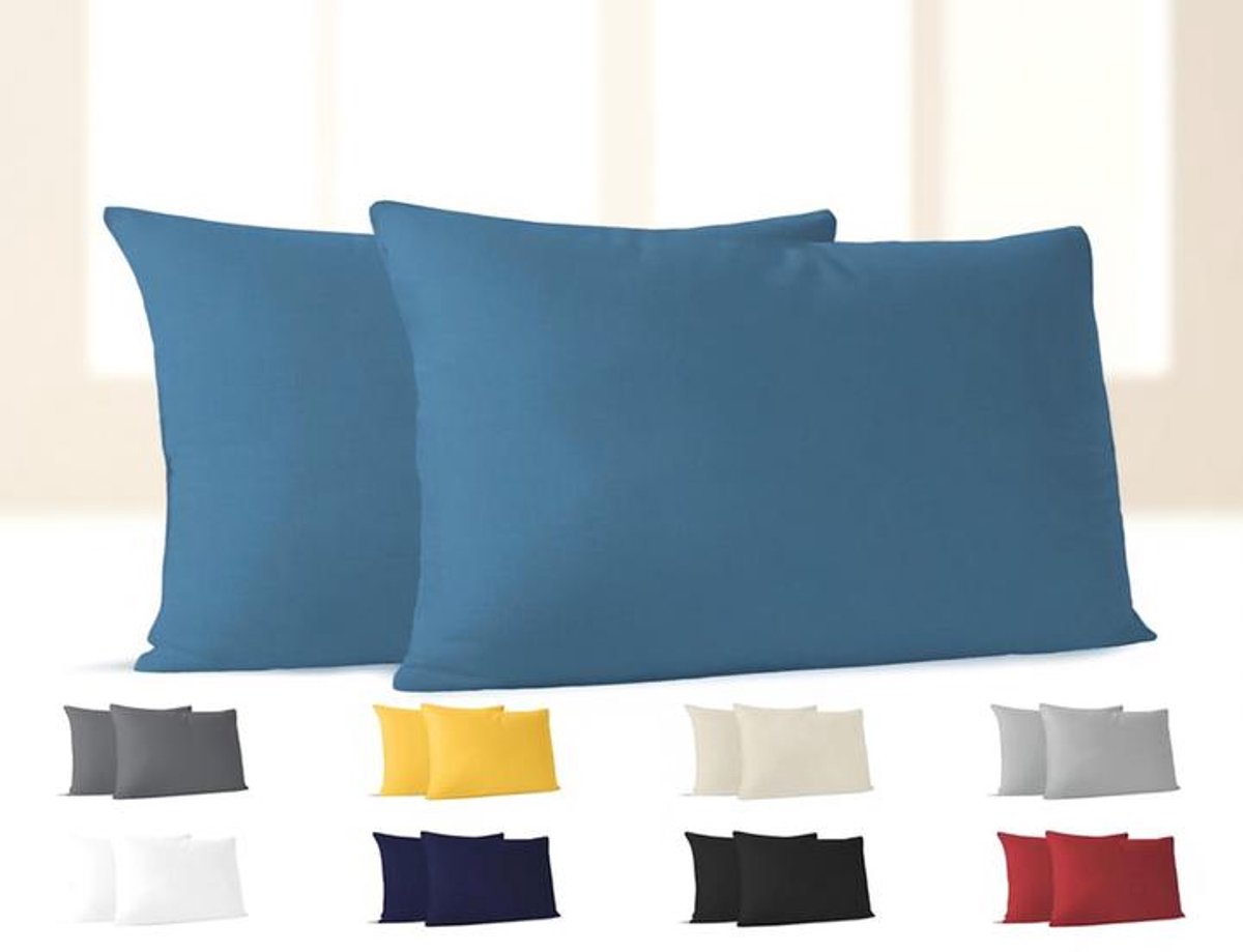 ElleMooi Kussenslopen 40x70 cm - 100% Katoen - Hypoallergeen - Blauw (Verpakking van 2)