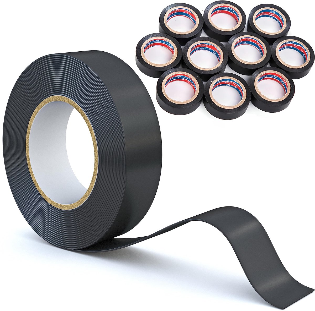 Dailygoods - 10-Pack Waterproof Isolatietape 18mm x 5m - Zwart, Perforatiebestendig, Voor Elektrisch Gebruik