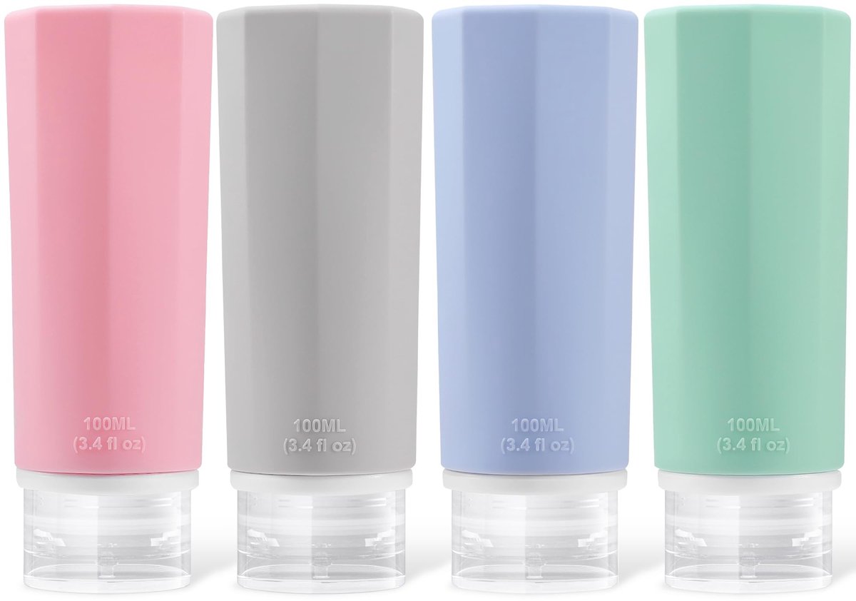 Dailygoods- Reisflessen Set van 4 - 100 ml - Lekvrij - Navulbare Containers - Reisformaat - Cosmetica - Vloeistoffen - Reisset