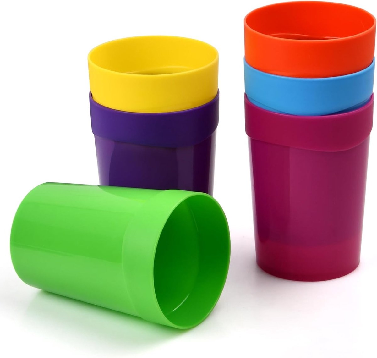 Herbruikbare kunststof bekers - waterglas - tandenbekers - 400 ml - kleurrijk - onbreekbaar - regenboog - stapelbaar - voor feesten - camping - strand - picknick - barbecue - bruiloft - 6 stuks