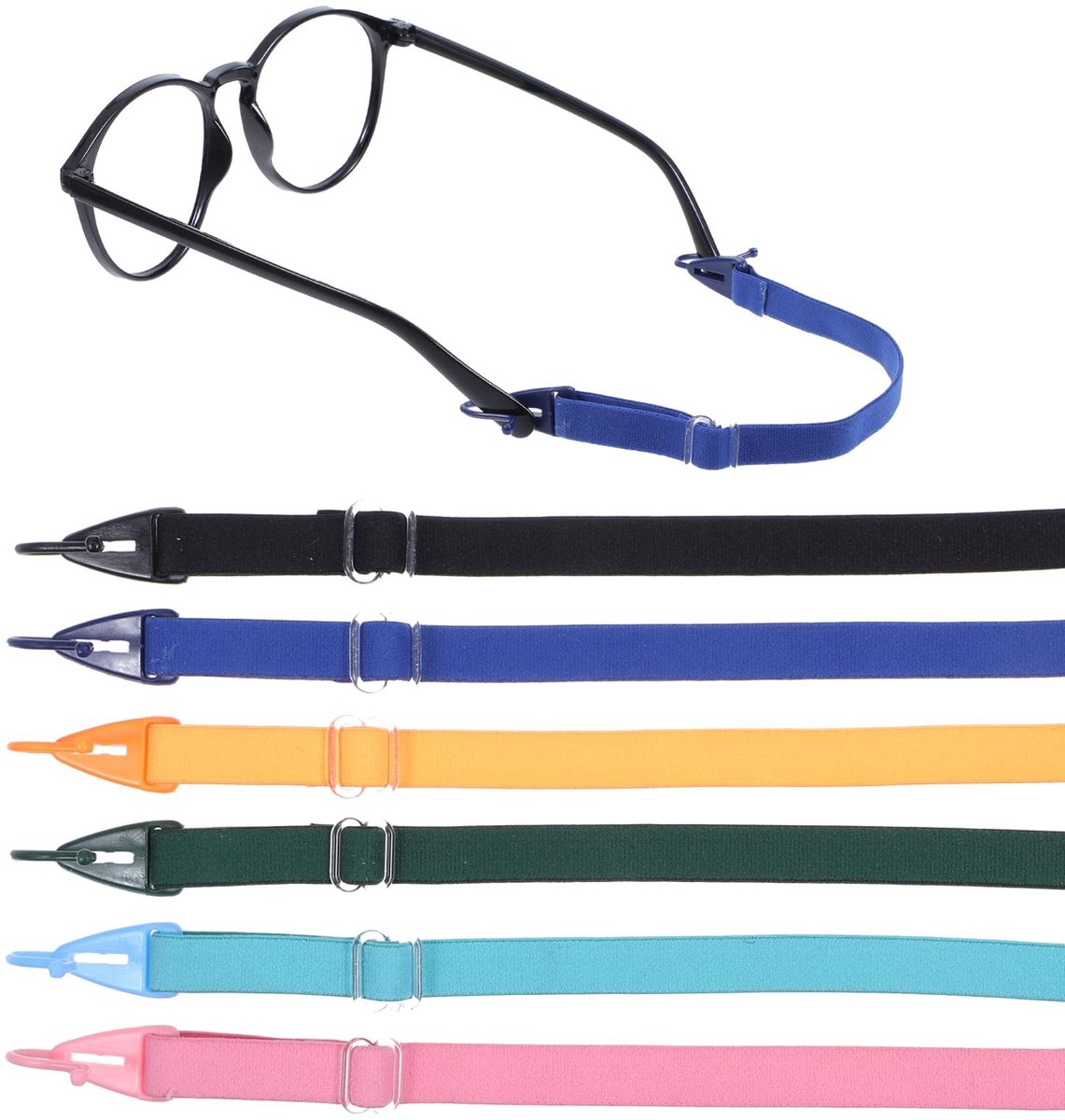 Dailygoods- Brillenriem Verstelbaar - Kinderbrillenriem - Elastische Brillenhouder - Veiligheid Brillenriem - 6 Stuks - Geschikt voor 3-12 Jaar - Brillenband