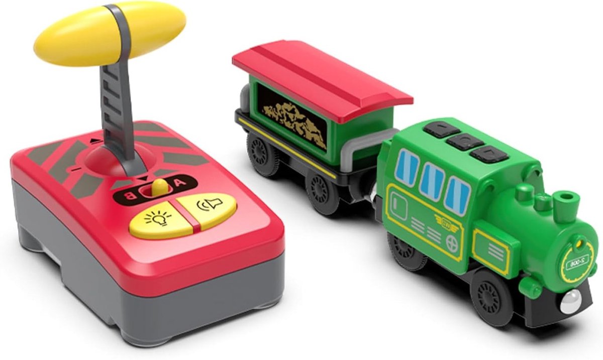 Train met Afstandsbediening, Elektrische Speelgoedtrein voor Kinderen vanaf 3 Jaar, Compatibel met Houten Spoor, Magnetische Verbinding, Speelgoedtrein met Licht en Muziek, Perfect Cadeau voor Jonge Treinliefhebbers