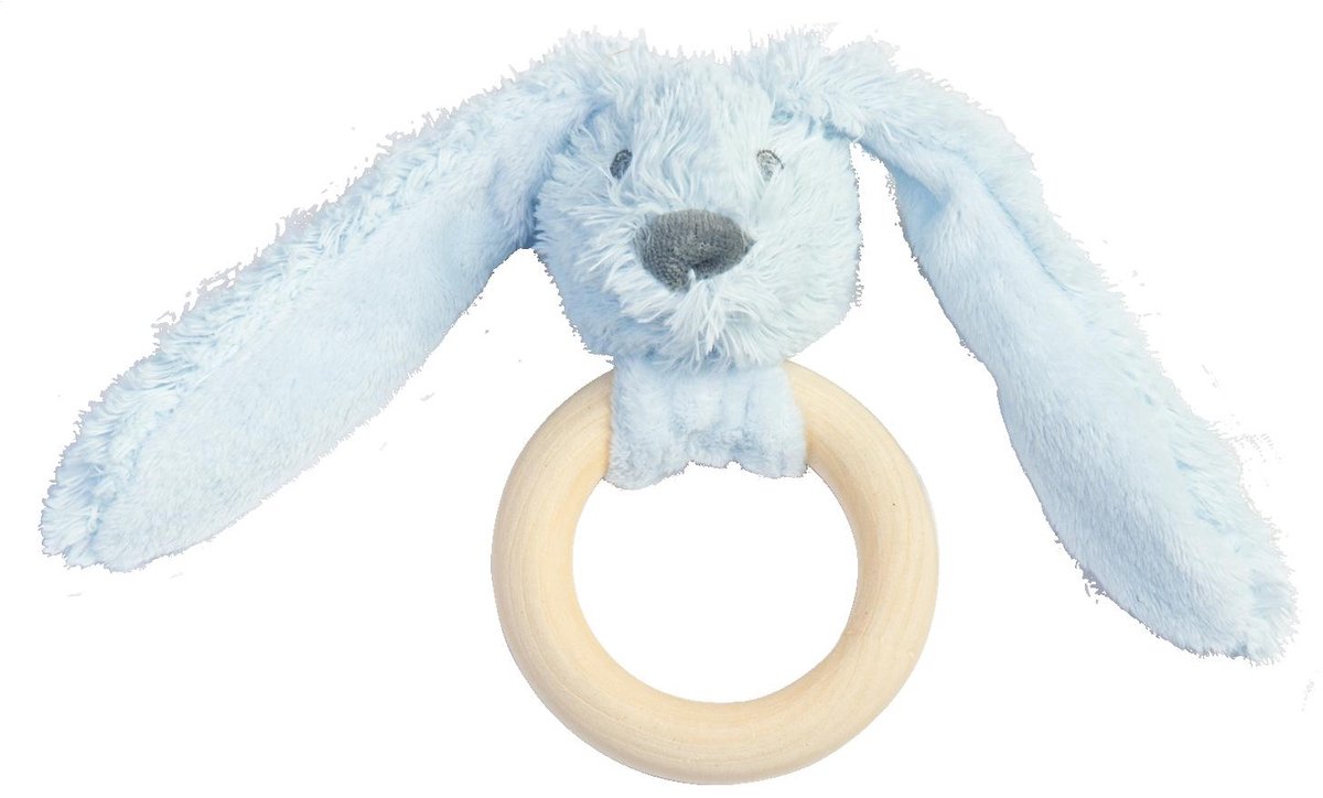 Happy Horse Konijn Richie Houten Bijtring - Blauw - Baby cadeau