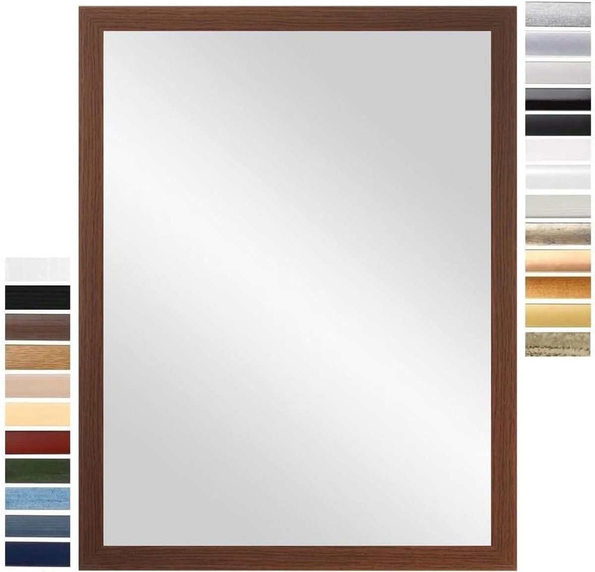 Wall mirror 35 x 49 cm (external size) in wenge brown, colour and size to choose from, full-body mirror, bathroom and hallway mirror, with wooden frame, made in Germany
