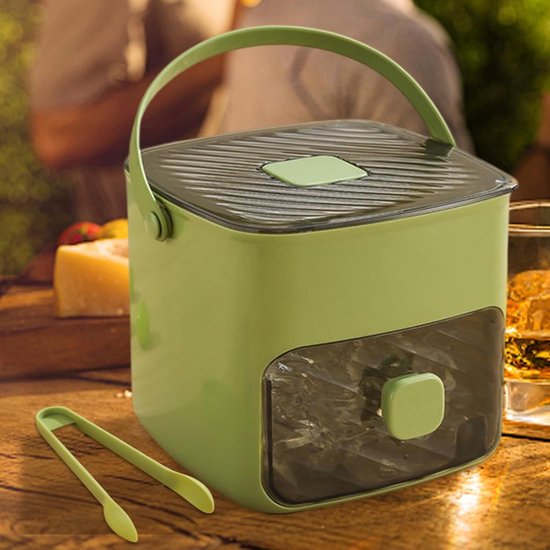 IJsopbergbak Vriezer - Dubbellaags Koeler - Snel IJs Maken - Handige Duwlade - 48 IJsblokjes - Matcha Groen — afbeelding 5
