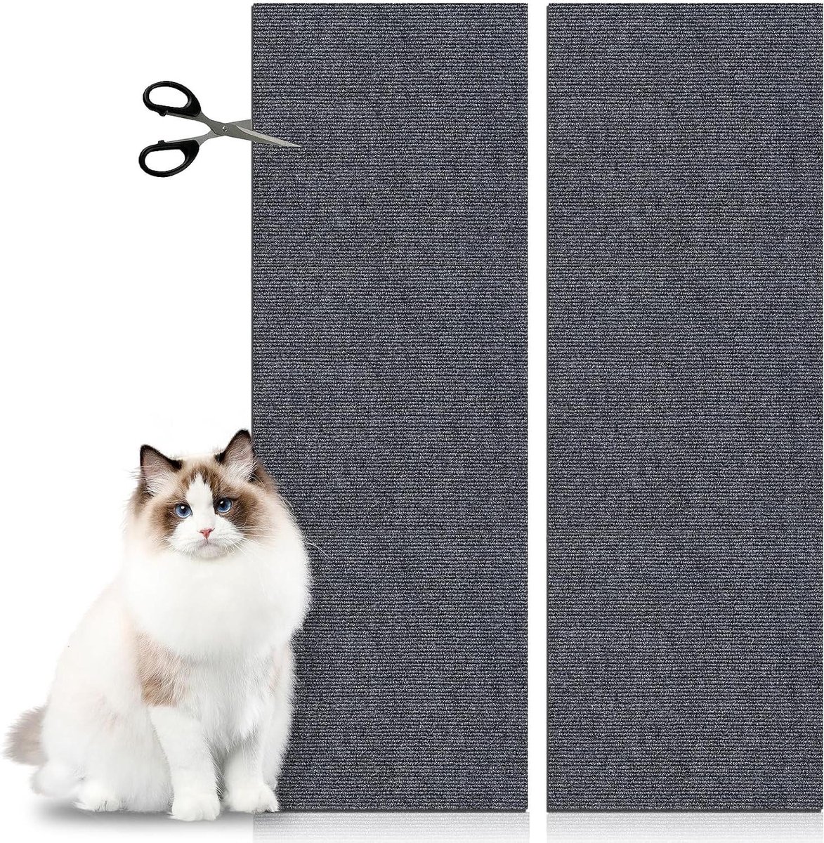 Kattenkrabmat, 2 stuks kattenkrabplanken 30 x 100 cm krasmat zelfklevend grijs krabplanken kattenwand doe-het-zelf krabtapijt kattenkrasbescherming voor bank
