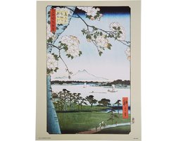onthewall Hiroshige Japanse poster kunstdruk The Grove at the suijin shrine and massak., wit, 30 x 40 cm, PDP057d