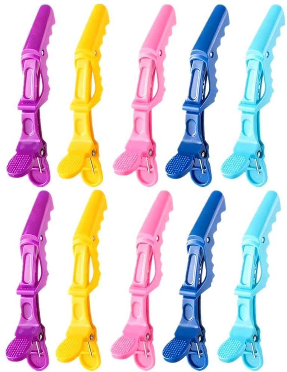 TRIXES Haarclips Crocodile Set van 10 - Shiny Multi Color voor Professioneel Gebruik