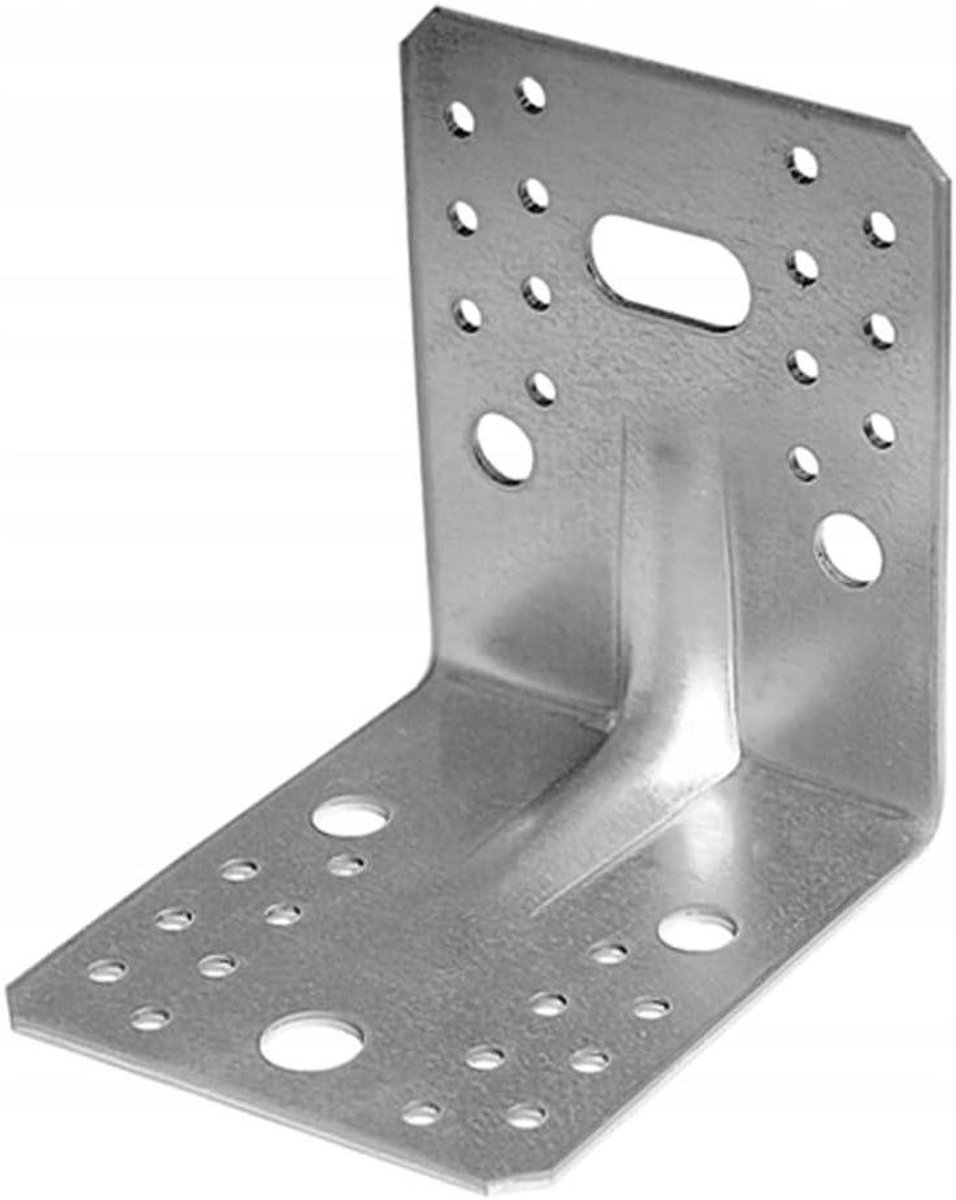 Hoekconnector Staal - Montagehoek Balkverbinder - Hout Metaal Verbinding - Roestwerende Zinklaag - 105x105x90mm - Zilver