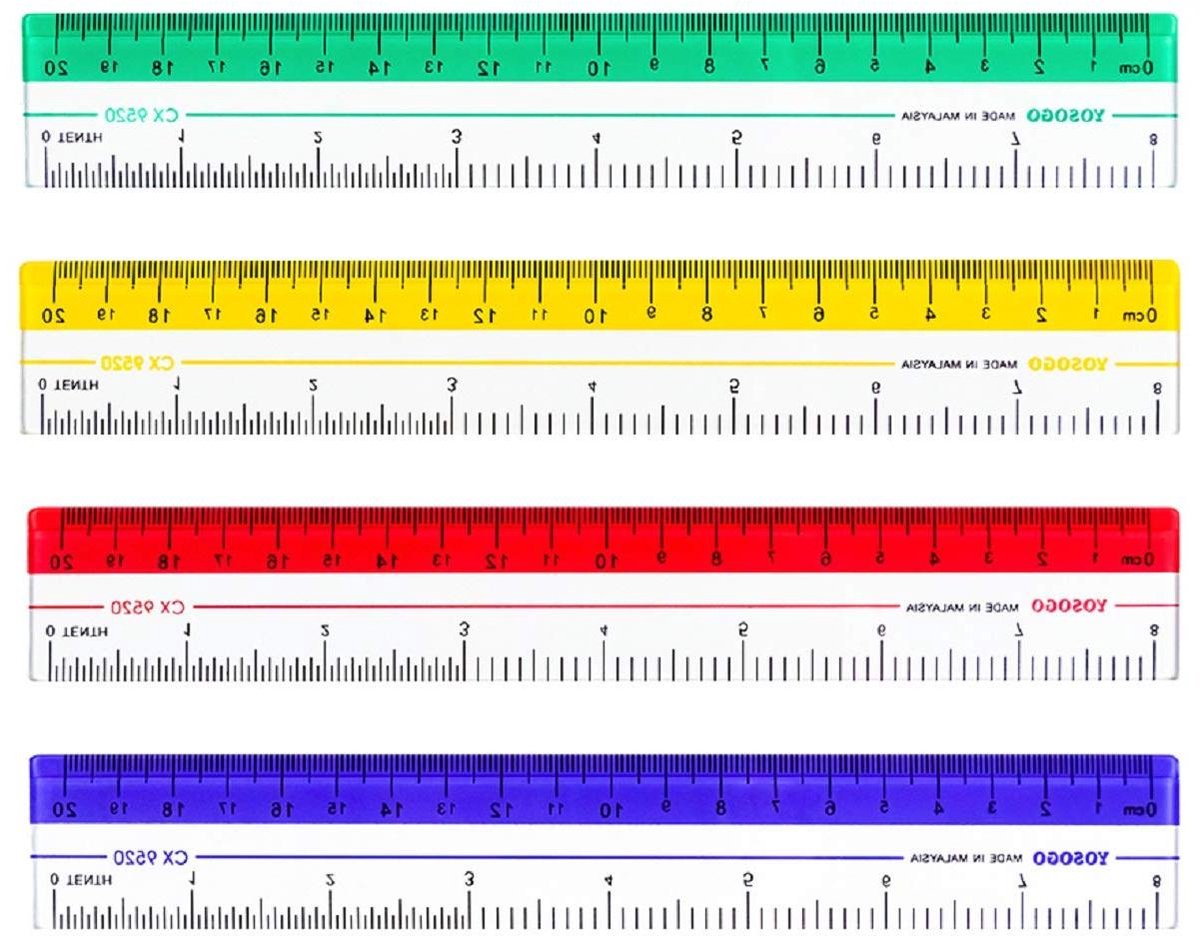 Transparante Linialen - Meetinstrumenten - Tekenen Meten - Dubbelzijdig Gekalibreerd - 20 cm 8 Inch - Assorti Kleuren