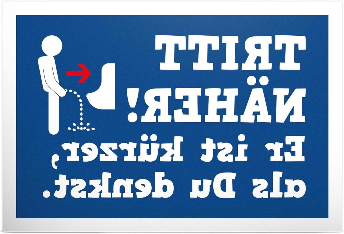 Grappig wc-bord - Toilet decoratie - Gastentoilet inrichten - Moderne humoristische spreuk - 30 x 20 cm - Blauw