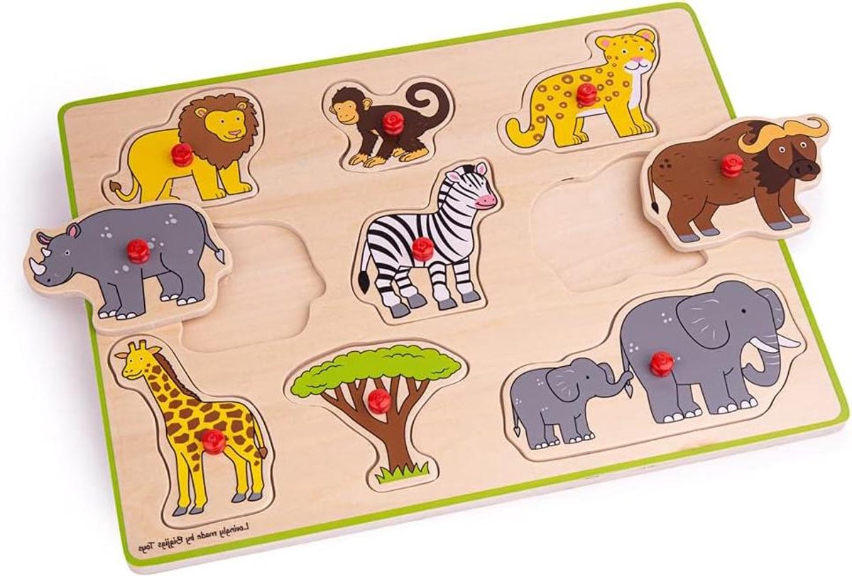 Houten Puzzel - Dieren Puzzel - Vroege Educatie - Grote Stukken - Veelkleurig
