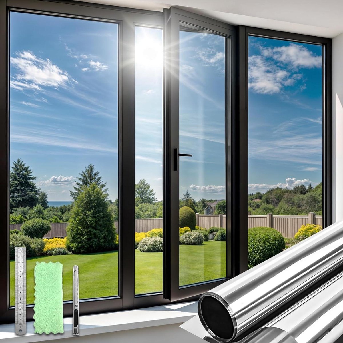 Raamfolie Privacy - Zilverfolie Warmte - Huis Kantoor - Eenrichtingsspiegel Effect - 115x2