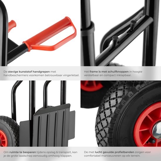 Diable pliable pour le déménagement et le Transports, pelle de chargement avec cadre en acier et pneus pneumatiques, capacité de charge jusqu'à 100 kg
