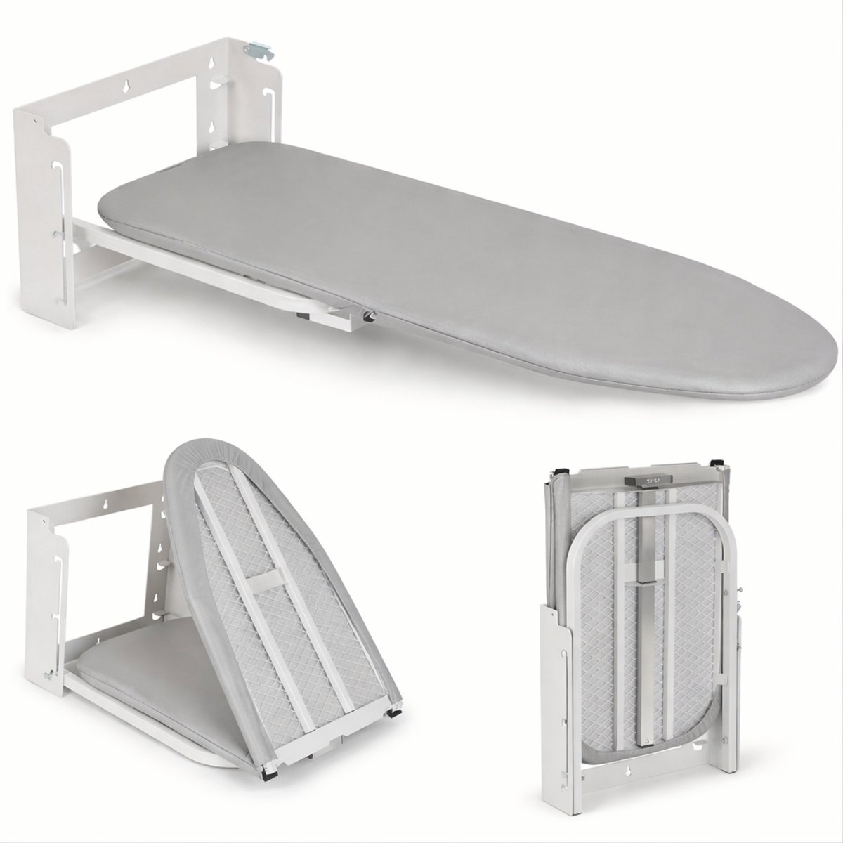 Opvouwbare Wandstrijkplank – Ruimtebesparend Inklapbaar Strijkbord met Verstelbare Hoogte, Stevig Metalen Frame en Duurzame Hoes – Ideaal voor Kleine Ruimtes