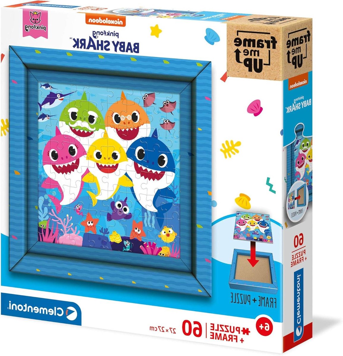Baby Shark Puzzel - Legpuzzel met frame - Kinderen leren spelen - Inclusief ophangbaar frame - 27x27 cm