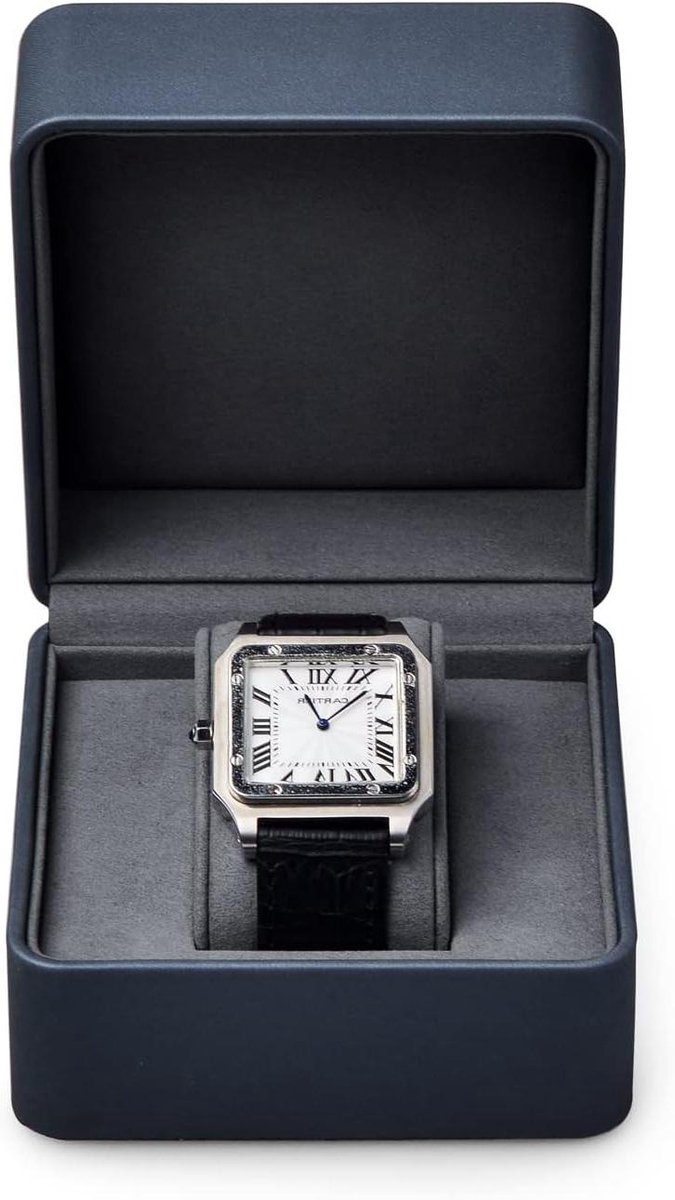 Horlogedoos - Opbergdoos - Horloge Presentatie - Zachte Binnenvoering - 10.2 x 10.2 x 7 cm - Donkergrijs