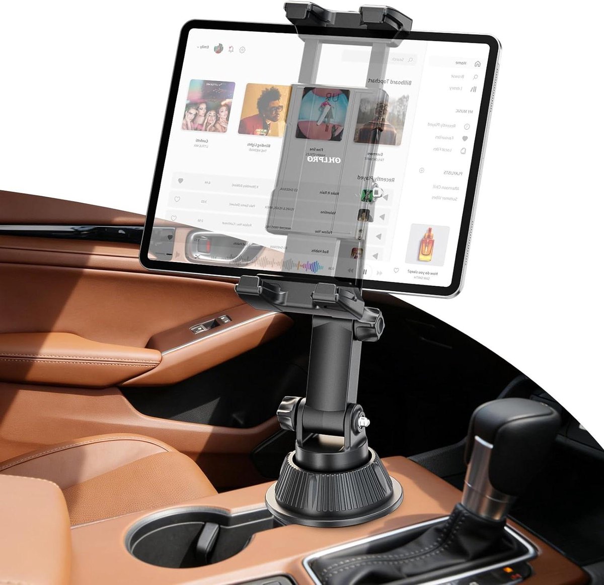 Tablet Houder - Auto Tabletsteun - Voor in de Auto - Verstelbare Basis - Universeel - Zwart