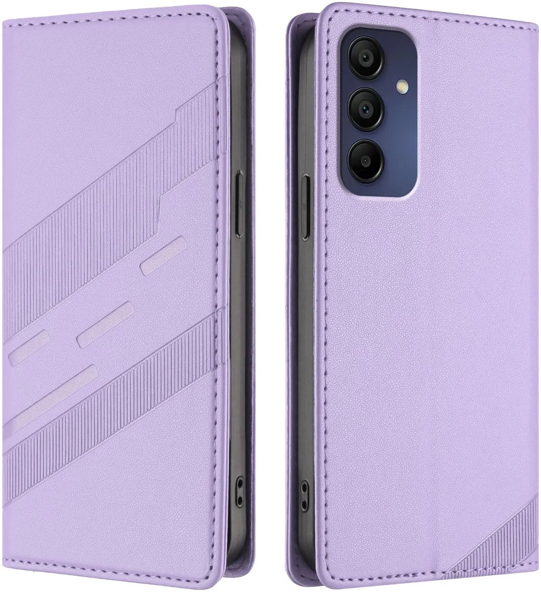 Hoesje geschikt voor Samsung Galaxy A16 - Phonesta Embossed Lines Book Wallet Case - Paars