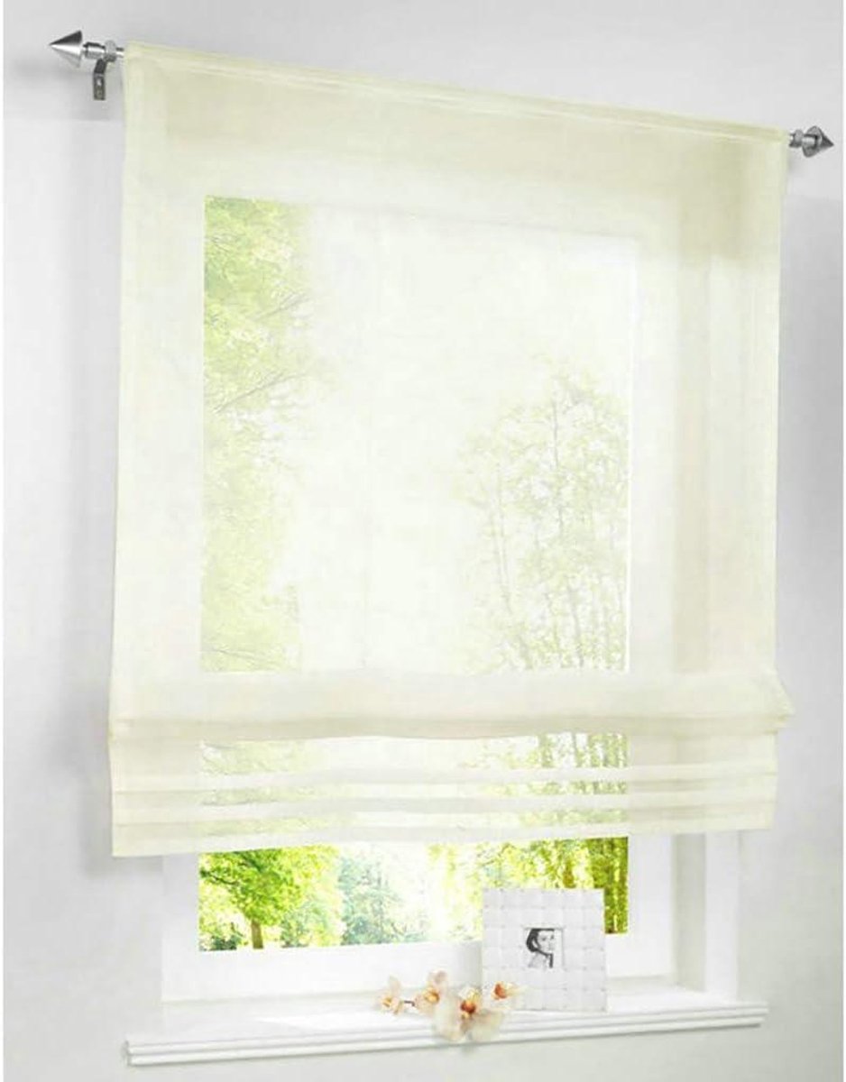 Vouwgordijn Paneel - Tie-up Gordijn - Raam Decoratie - Doorschijnende Stof - 60 x 155 cm -