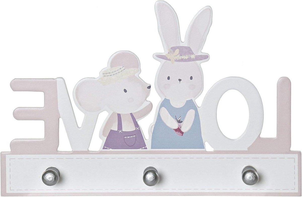 Kledinghaak voor kinderkamer "haas thema haas" 29,5 x 4 x 19,5 cm