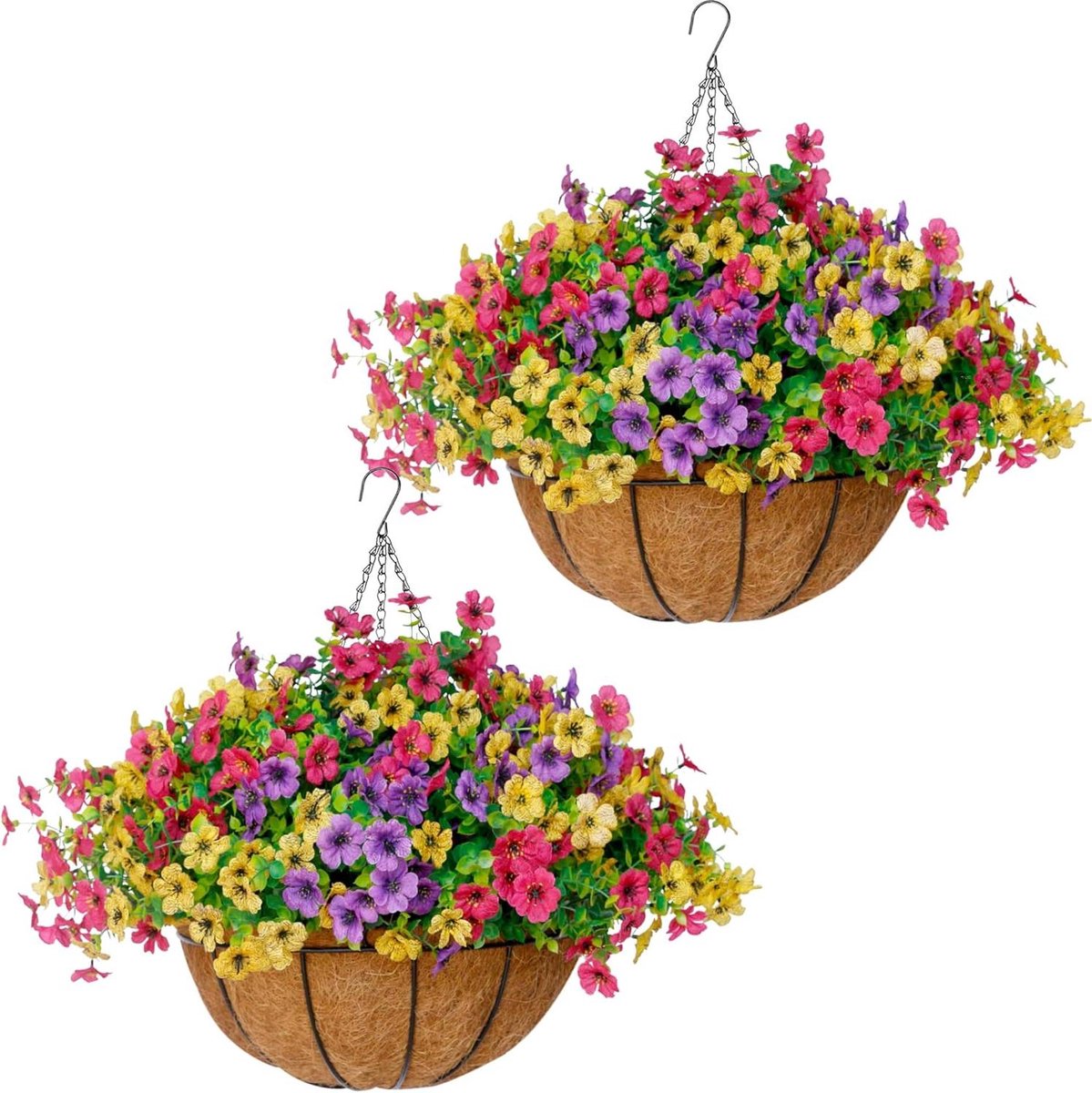 Kunstmatige plantenmand - Zijden bloemen mand - Buiten decoratie - UV-bestendig - 35.6x35.