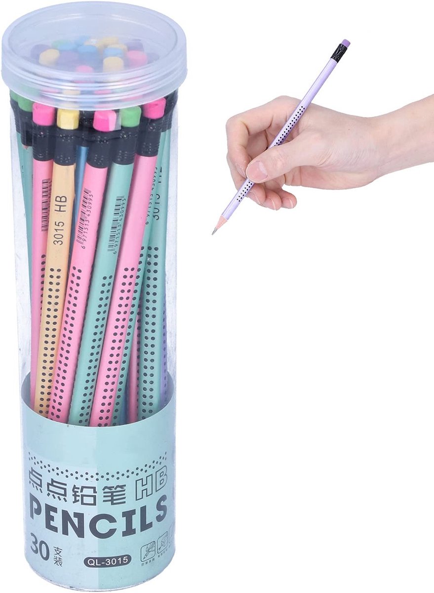 30-delige HB Potlood Set - Professionele Grafiet Tekenpotloden met Gum