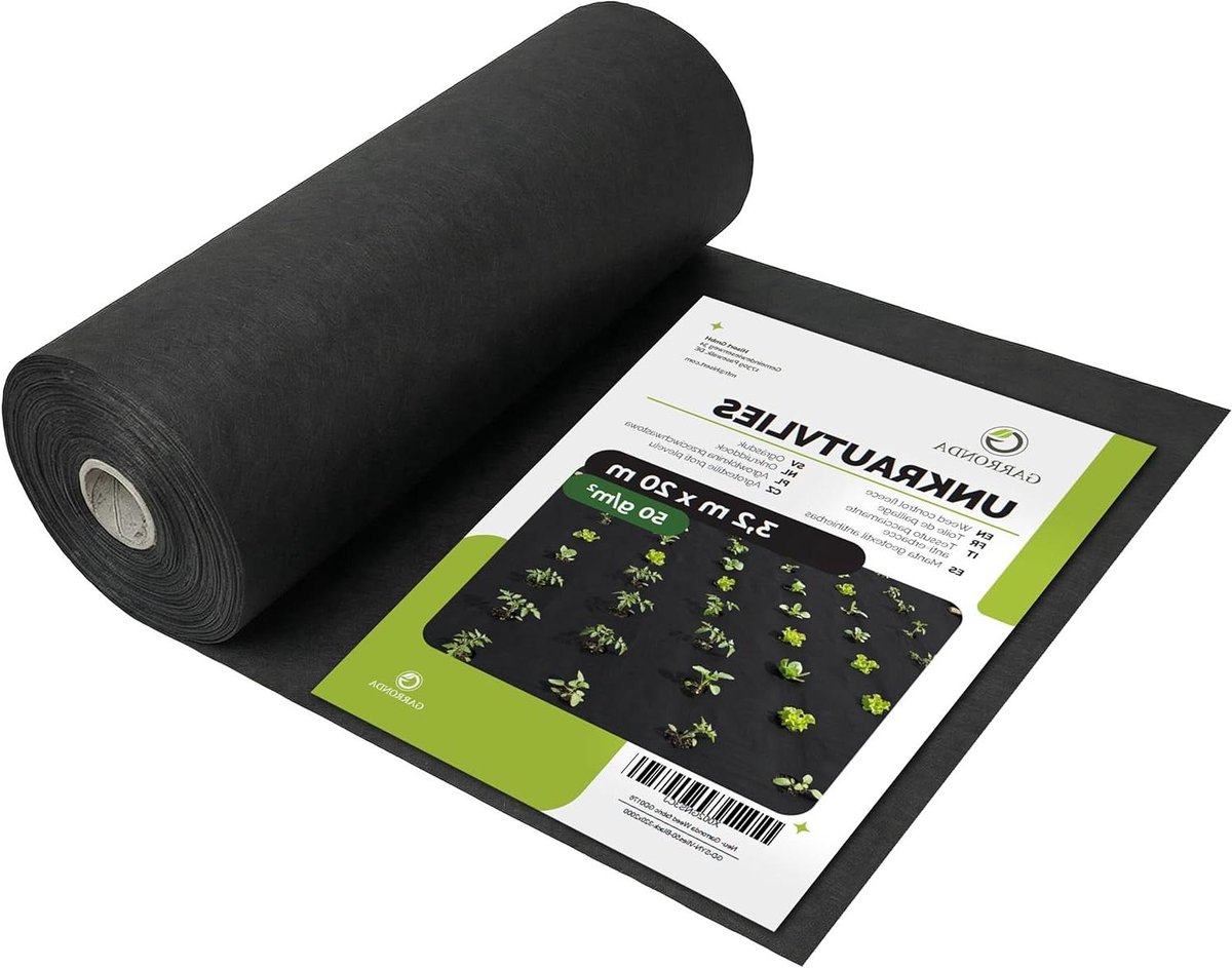 Onkruidvlies Tuinvlies - Bodembedekker Vliesdoek - Onkruid Vrij Houden - Waterdoorlatend Scheurvast - 32 x 20 Meter - Zwart