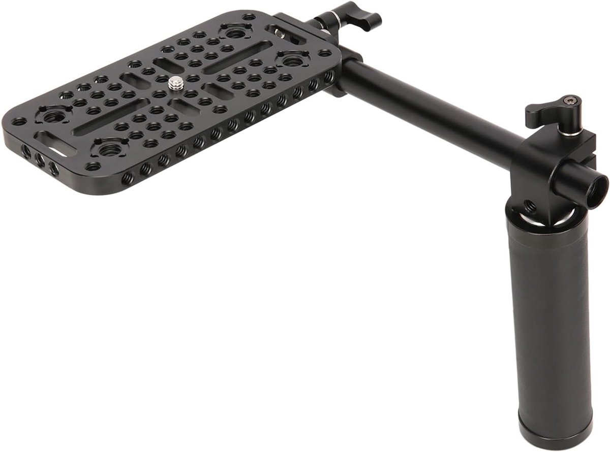 Camera Handheld Floor Holder Rig voor DSLR en Camcorders met 20cm Rod, Hand en Plate, Geschikt voor Professionele Videoproductie en Stabilisatie