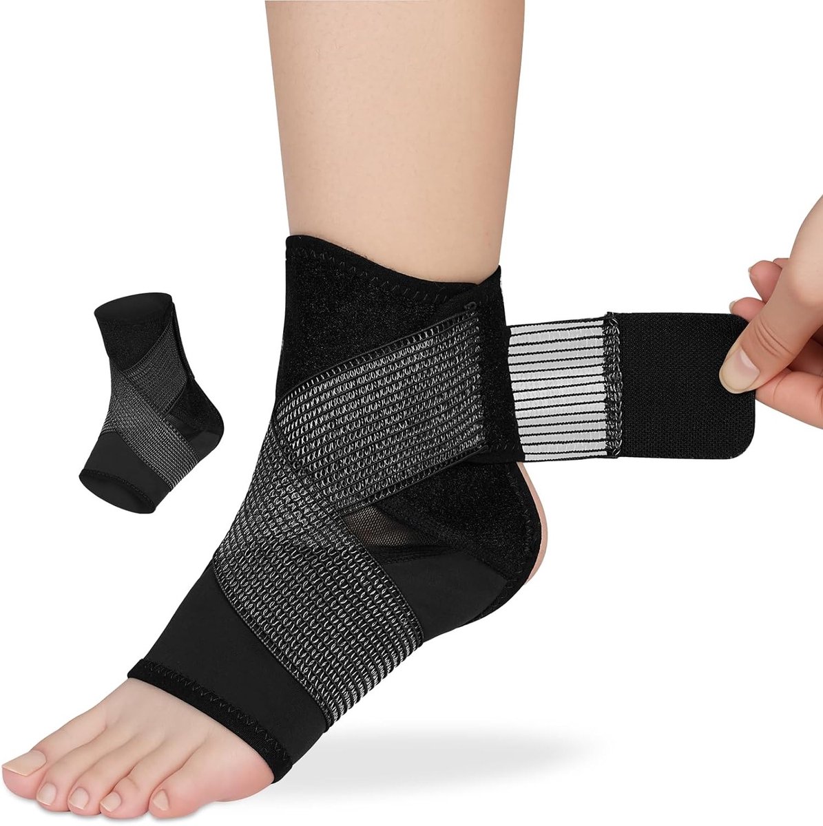 Verstelbare Enkelbandage voor Sport, Orthopedische Enkelstrap voor Hardlopen, Voetbal en Fitness, Zwart, Unisex, Model 3080, S