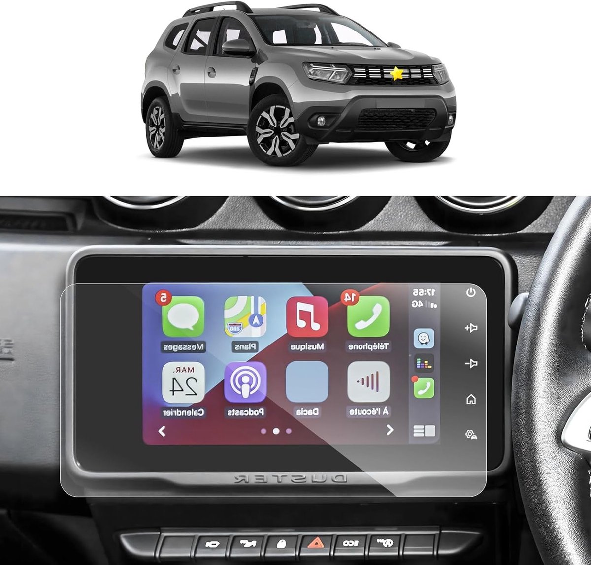 Screen Protector 2-Pack voor Renault Düz Dauch 2022-2024 GPS Navigatie - PET Beschermfolie voor 8 Inch Scherm