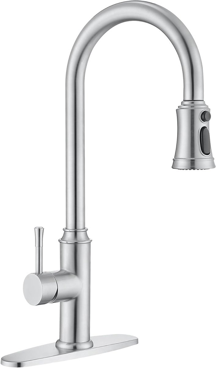 Keukenmengkraan met Uittrekbare Sprayer, 360° Draaiend RVS Fittings met Dekplaat en Hoog A