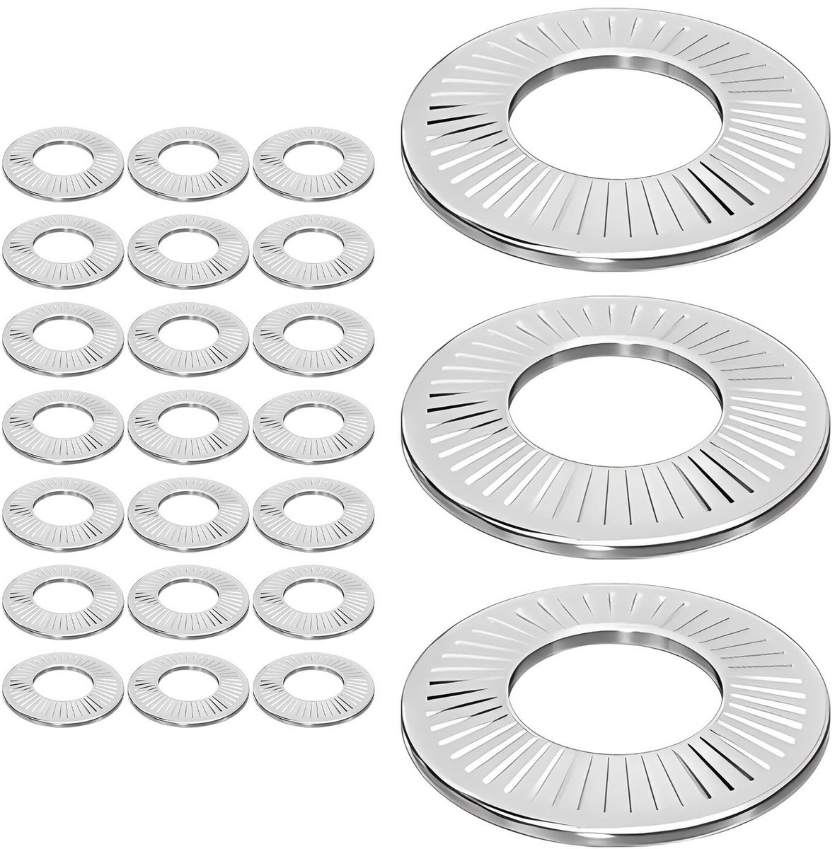 25 Pieces Stainless Steel Conical Spring Washers M5 Flat Lock Washers for Screws Bolts - ShopVlot