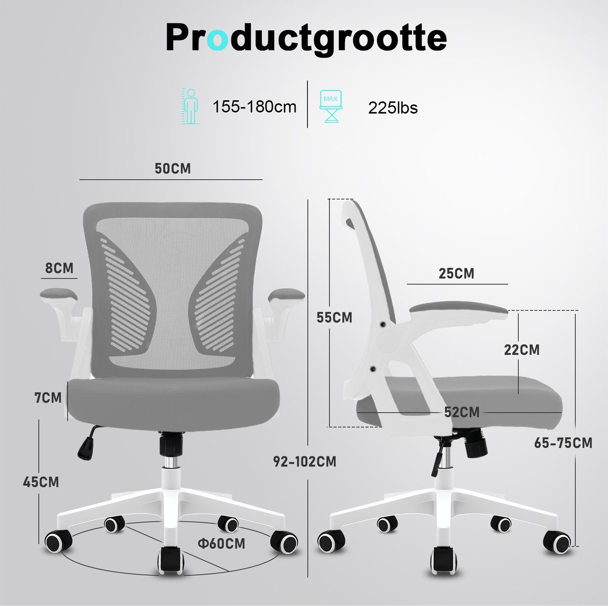 Milacyee Ergonomische Bureaustoel met - afbeelding 3