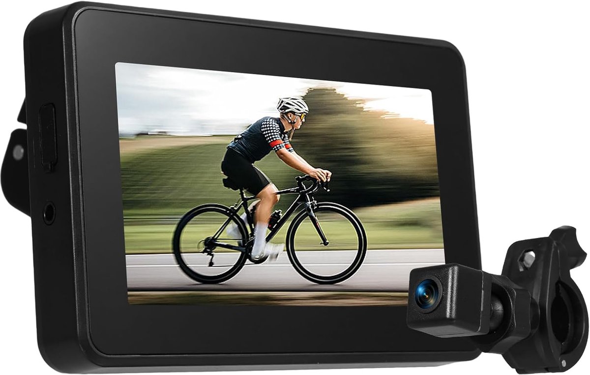 Achteruitrijcamera voor fiets met 4,3 inch scherm, nachtzichtfunctie, verstelbare houder voor 150 graden groothoek, compatibel met mountainbikes, racefietsen
