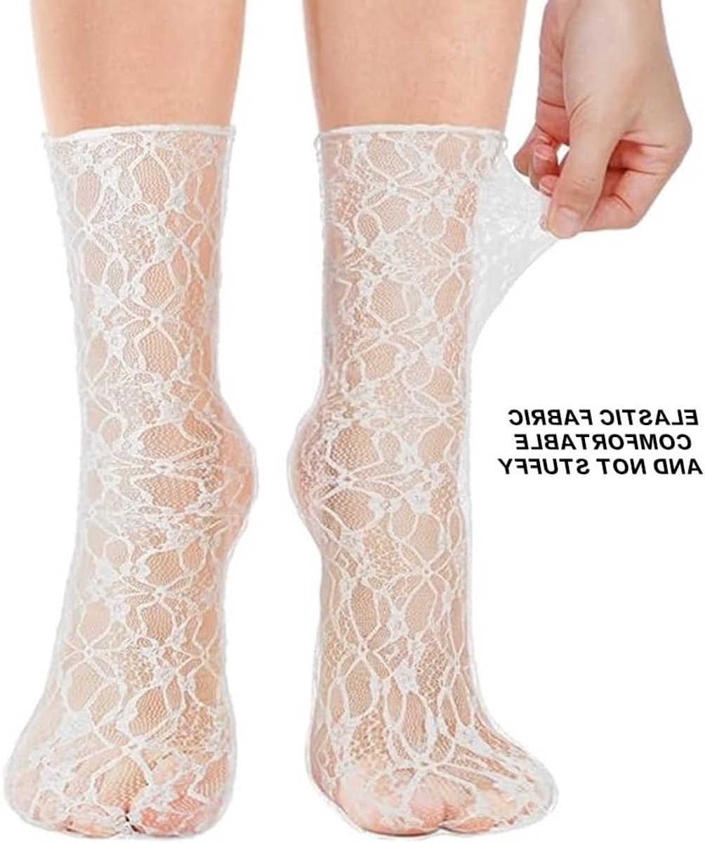 Elegante Vrouwelijke Kousen met Kant en Holle Patroon - Ruched en Fishnet Stijl voor Dames en Meisjes, Perfect voor Feestjes en Casual Outfits